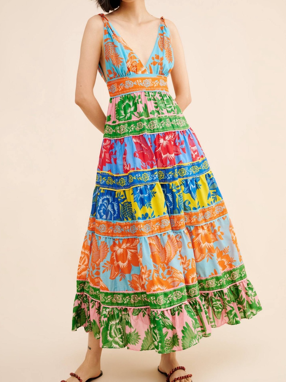 FARM Rio Lace Garden Mix Maxi Dress sz xxs new